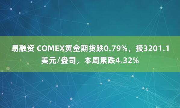 易融资 COMEX黄金期货跌0.79%，报3201.1美元/盎司，本周累跌4.32%