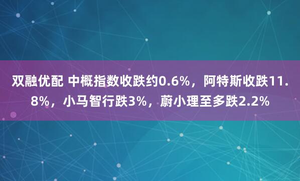 双融优配 中概指数收跌约0.6%，阿特斯收跌11.8%，小马智行跌3%，蔚小理至多跌2.2%
